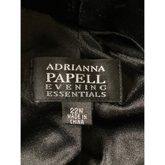Adrianna Papell Evening Black Velvet Ruffle Collar Jacket 22W Holiday Cocktail - Picture 4 of 4